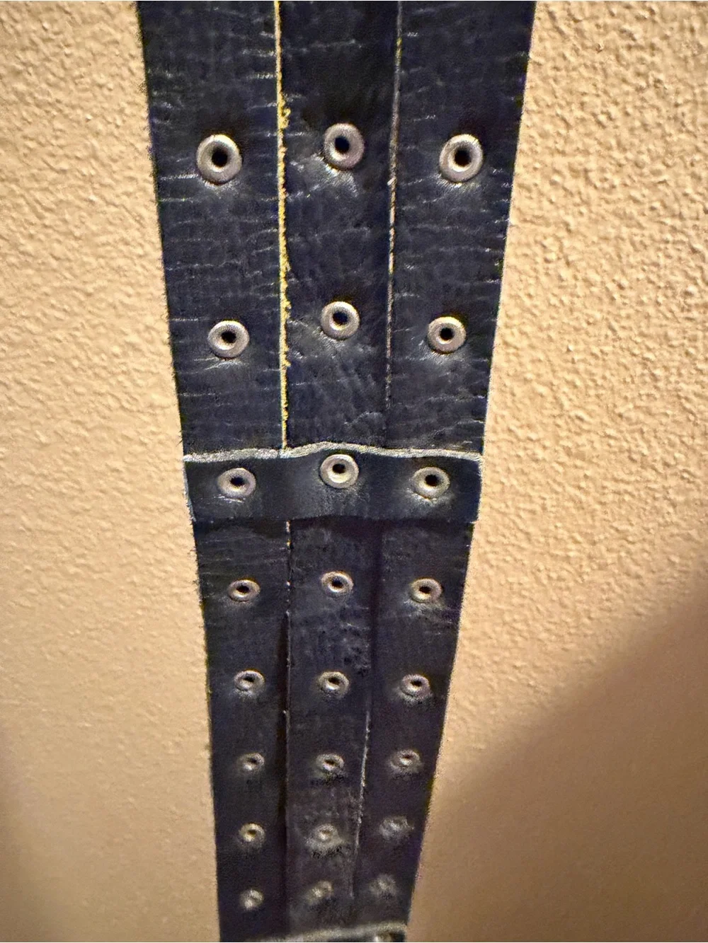 Vera Neumann Vintage 1980’s Leather Three Colors Navy Yellow Red Metal Stud Belt
